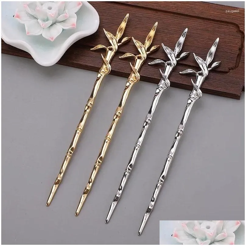 Hair Clips Bamboo Shaped Stick For Women Girls Vintage Chinese Chopstick Gold Silver Color Hanfu Hairpin Jewelry Gift