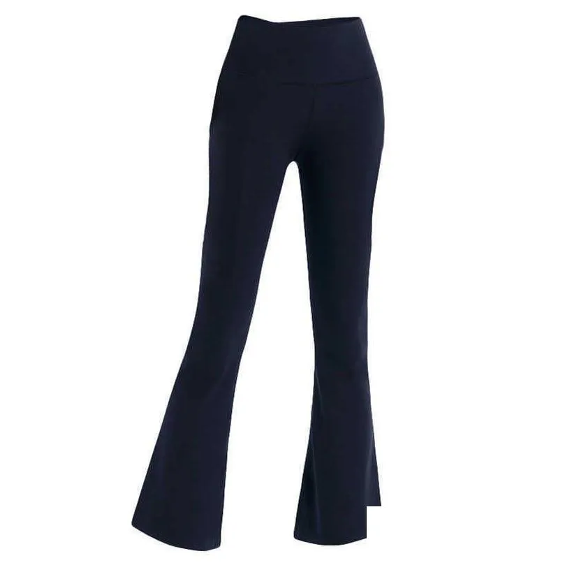 NWT L-06 Women High Waist Yoga Flared Pants Wide Leg Sports Trousers Solid Color Slim Hips Loose Dance Tights Ladies Gym Plus Size