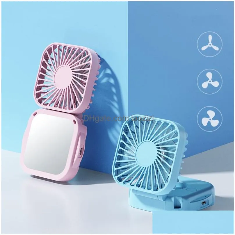vanity mirror hanging neck fans portable folding handheld mini fan usb rechargeable small personal hands necklace fans for travel outdoors