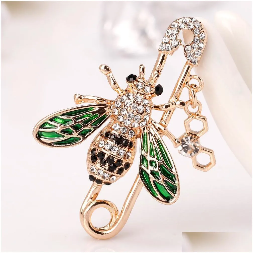 trendy small bee brooches for women elegant crystal colorful animal brooch pins lady fashion party jewelry accessories