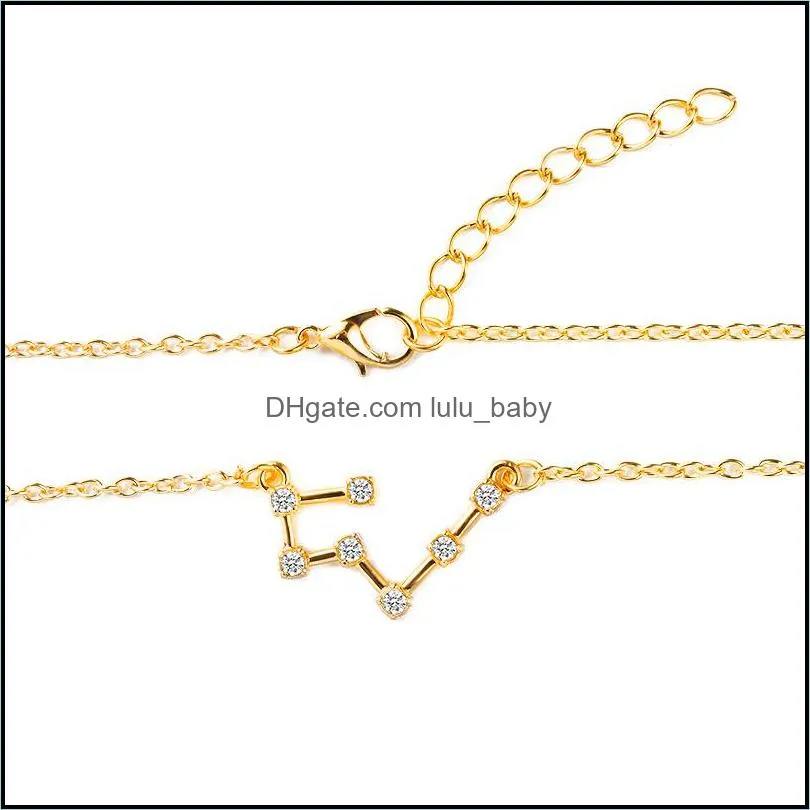 Pendant Necklaces 12 Constellation Pendants Necklace Gift For Women Gold And Sliver Placed Zodiac Jewelry Astrology 12Pcs/Ot Dhgarden Dhanh