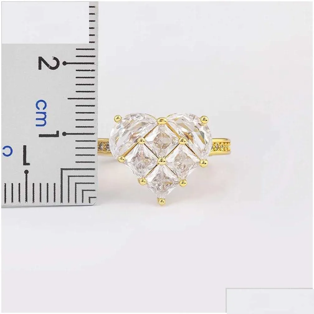 wedding rings nidin romantic heart ring white zircon open adjustable simple design premium finger jewelry fine wedding party gift wholesale