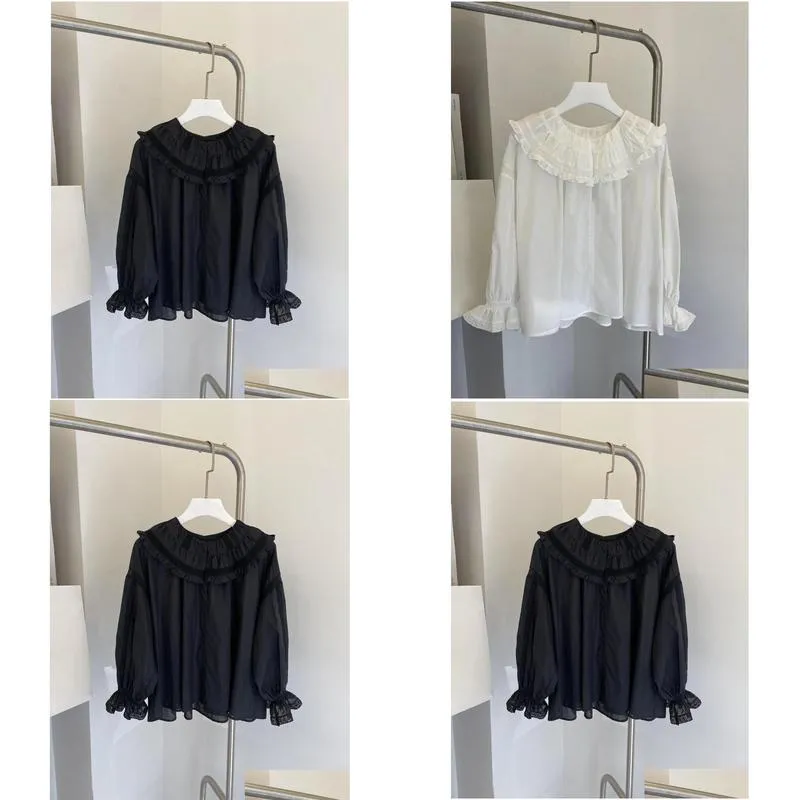 Women`s Blouses Retro Ruffled Shirt Casual Fashion 2023 Summer Style 0321