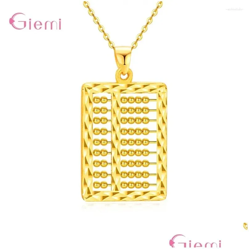 Pendant Necklaces 925 Sterling Silver Yellow Gold Color Without Chain For Children Teenager Metallic Abacus Design Jewelry Gift