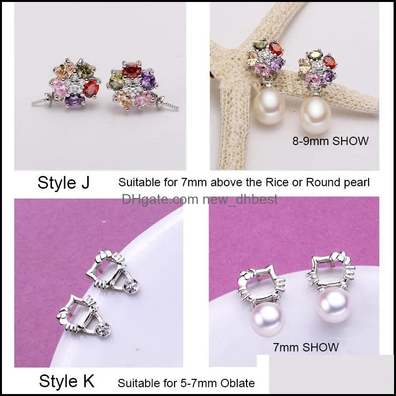 Jewelry Settings 925 Sier Pearl Earrings Setting Zircon Earring Eardr Mounting Earings Blank Diy Wedding Gift For Drop Delivery Dha8F