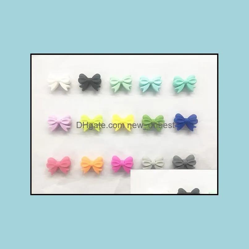 Other Bow Tie Sile Beads Baby Teether Toy Pendant Food Grade Diy Teething Necklace Jewelry Making Soother Chain Bowknot Drop Dhgarden Dhyjs