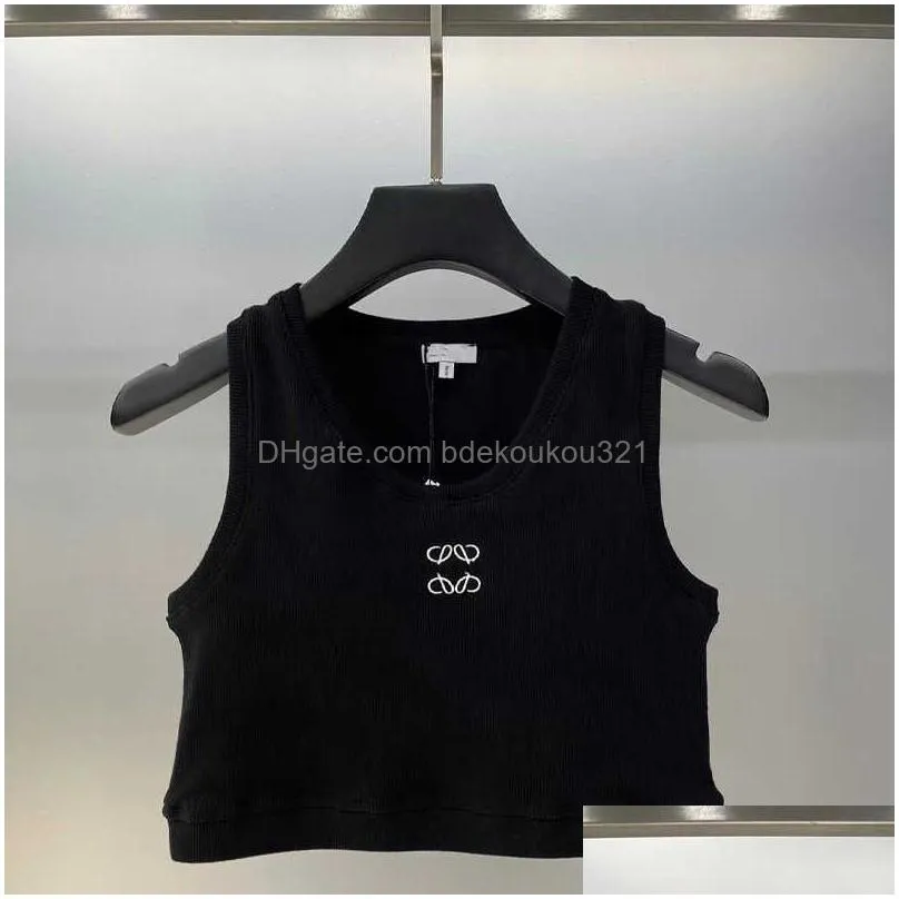 Women`S Knits & Tees Cropped Top T Shirts Women Tank Designer Embroidery Vest Sleeveless Breathable Knitted Plover Womens Sport Tops D Dhjxi