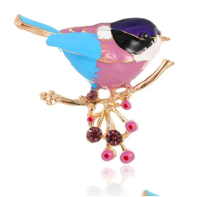 Brooches 1PC Simple Style Alloy Dripping Oil Bird Brooch Fashion Personality Animal Corsage Pin Accessories