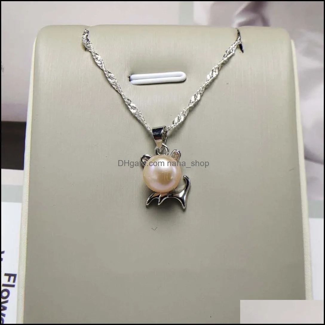 100% freshwater pearl necklace sliver pendant mix styles diy pearl necklace for women girl jewelry with chain christmas gift