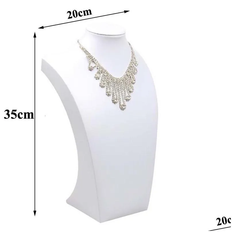 jewelry boxes luxury pu jewelry model bust show exhibitor 5 sizes options white display necklace pendants mannequin jewelry stand organizer