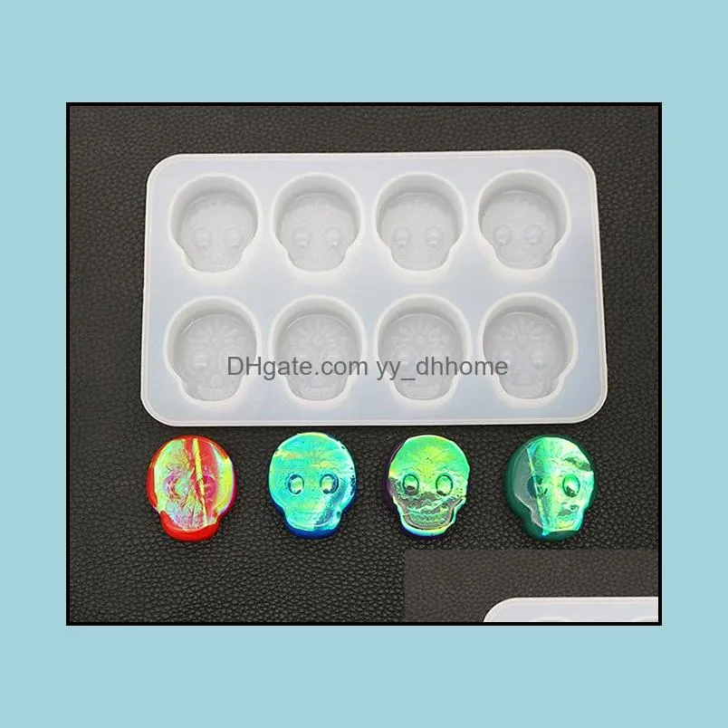 Molds Sile 8 Cavity Skl Resin Mold Semi Transparent Flexible Diy Polymer Clay Epoxy Mod Jewelry Pendant Making Drop Delivery Tools Equ Dhpex