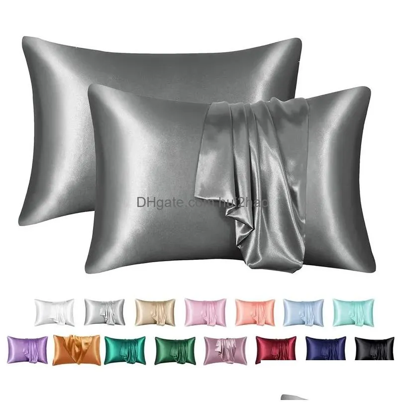 24h ship wrinkle resistant ultra soft satin pillowcases with envelope closure multi-color king queen pillow case for hair and skin