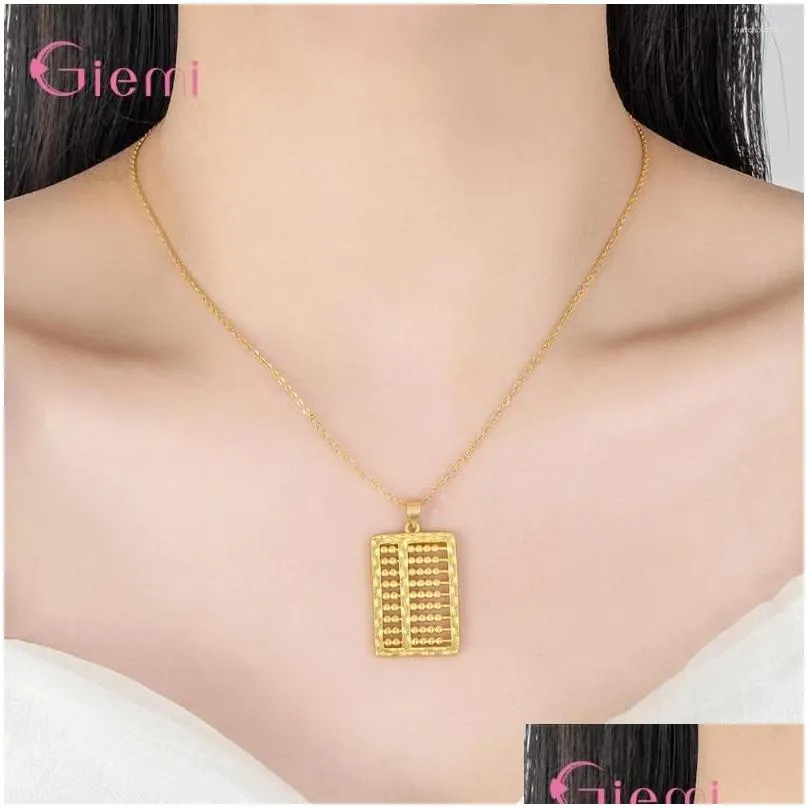 Pendant Necklaces 925 Sterling Silver Yellow Gold Color Without Chain For Children Teenager Metallic Abacus Design Jewelry Gift