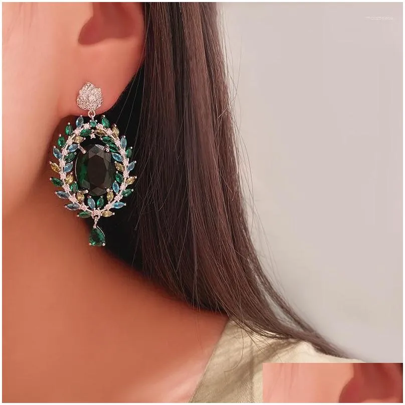 Stud Earrings Flower Zircon Ear Tassel Long Womens Elegant Drop Delivery Dh1Nz