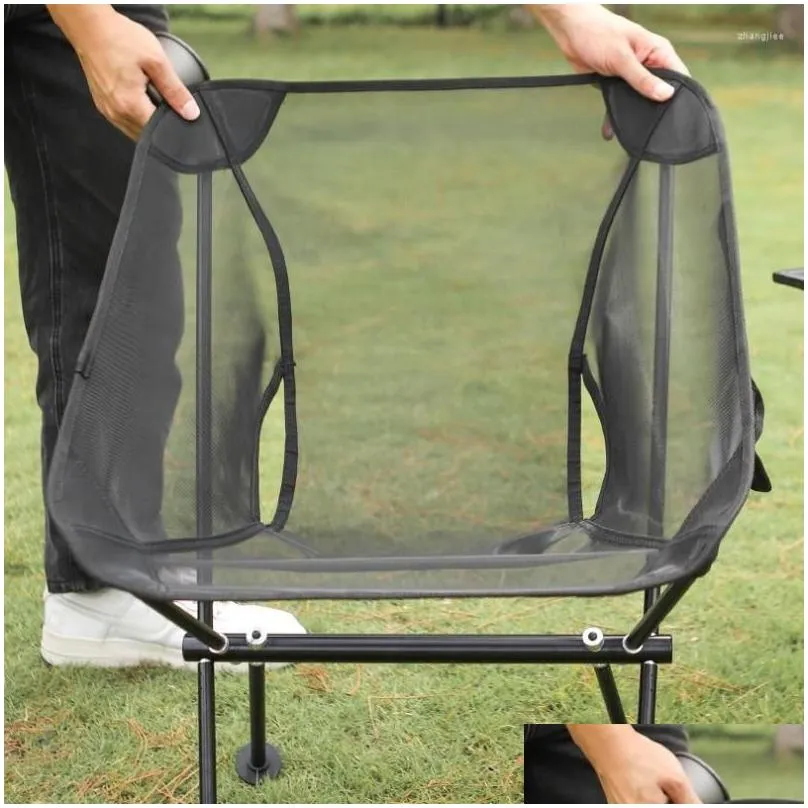 Camp Furniture Ultralight 7075 Aluminum Alloy Detachable Portable Folding Breathable Net Fabric Camping Moon Chairs Beach Fishing