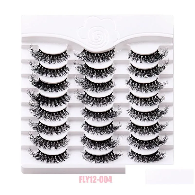 Natural Thick Fluffy False Eyelashes Soft Lightweight Handmade Reusable Multilayer 3D Mink Lashes Full Strip Eyelash Extensions for Women Beauty