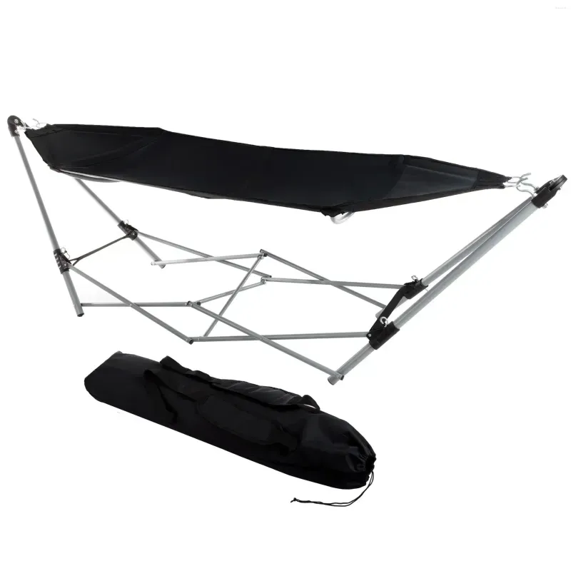 Camp Furniture Outdoor Portable Folding Hammock With Foldable Aluminum Frame Durable Sturdy Garden Camping
