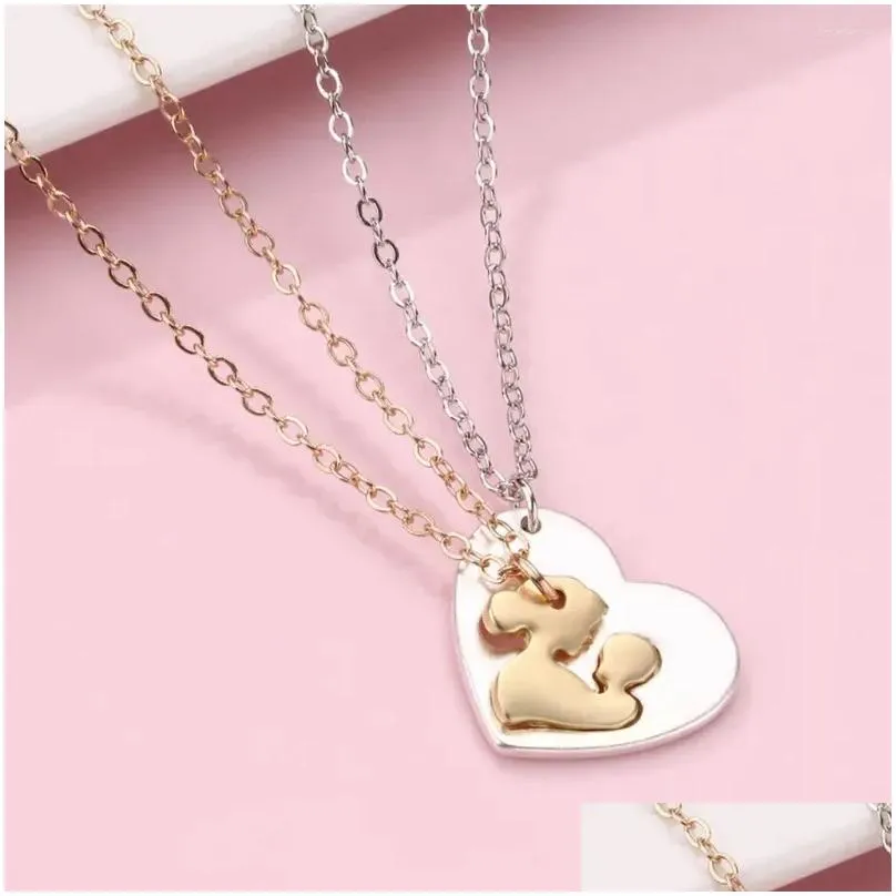 Pendant Necklaces 2Pcs Mother`s Day Valentine`s Gifts For Birthday Holiday Party Daughter