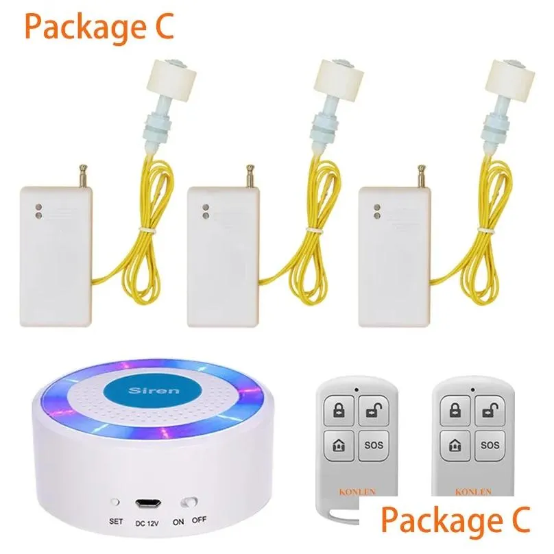 Accessories KONLEN Wireless 433mhz Water Leak Sensor Float Ball Level Detector with Alarm Siren for Bathroom Pool Overflow Leakage