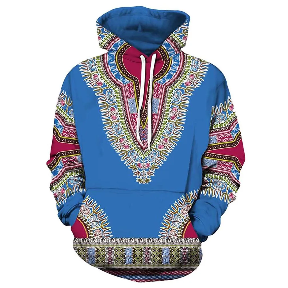 Men`S Hoodies & Sweatshirts Mens Lovers Autumn Winter African 3D Print Long Sleeve Dashiki Sweatshirt Top Male Drop Delivery Apparel Dhqnl