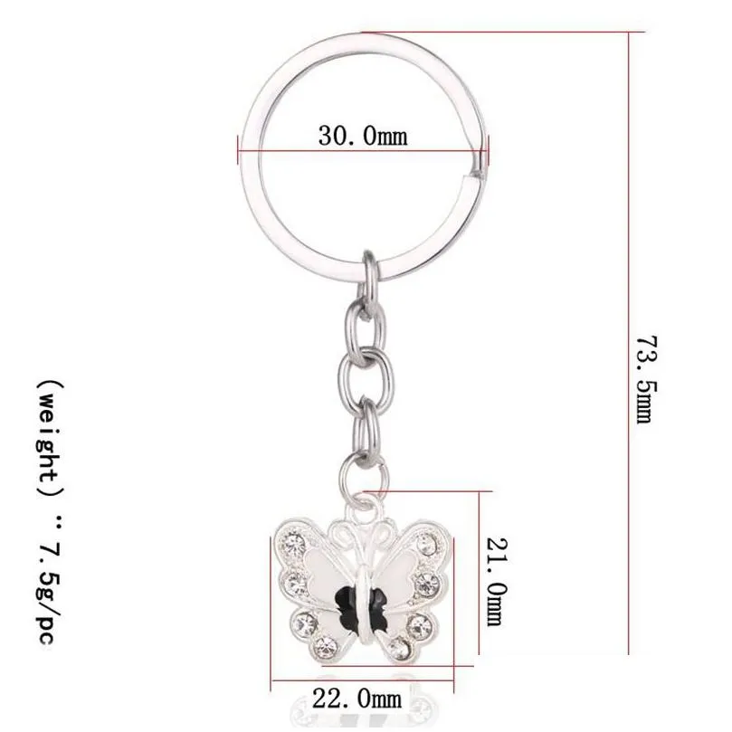 Key Rings Butterfly Keychain Crystal Alloy Vintage Diy Bag Phone Penant Accessories Jewelry Gift Keyrings Drop Delivery Dh5Gu