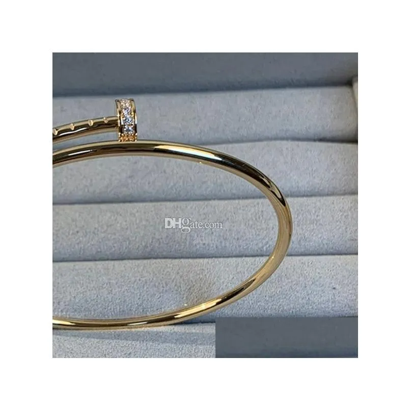 Fine Nail bangle diamonds Sterling Silver Hollow Tube Elastic bangle bangles designer T0P quality official reproductions size 16-18CM premium gifts with box