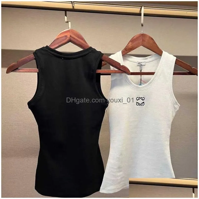 Women`S Knits & Tees Cropped Top T Shirts Women Tank Designer Embroidery Vest Sleeveless Breathable Knitted Plover Womens Sport Tops D Dhy8W