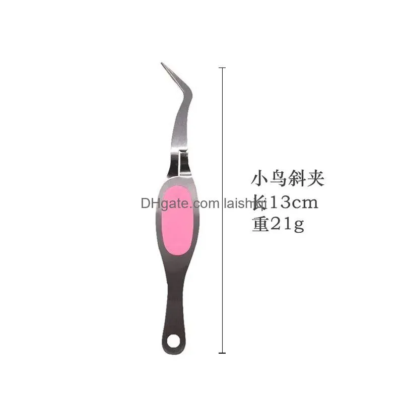 1pc stainless steel soft grip craft tweezers crossing lock tweezers reverse grip precision tweezers for eyelash nail decoration