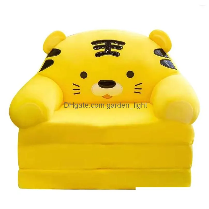 pillow toddler child folding plush sofa bed case baby kid only cover no filling cartoon crown seat childrens chair neat puff ski