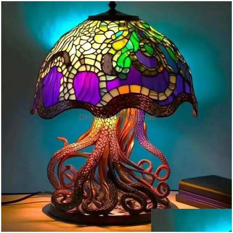 decorative objects figurines colorful mushroom table lamp decoration design home resin craft courtyard ornaments indoor light 231027