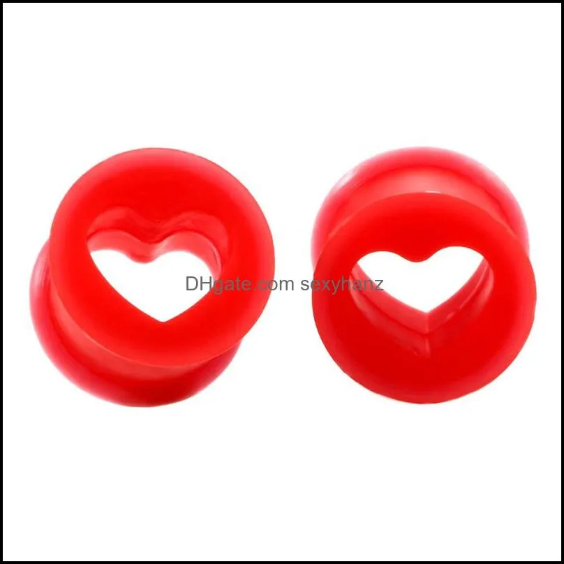 Plugs & Tunnels Soft Silica Ear Tunnel Hollow Heart 6- 16Mm Body Jewelry Gauges Sile Mix Colors Drop Delivery Dha3P