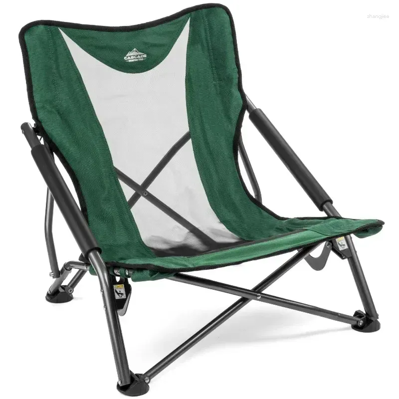 Camp Furniture Mountain Tech Compact Low Profile Outdoor Folding Chair With Carry Case - Green