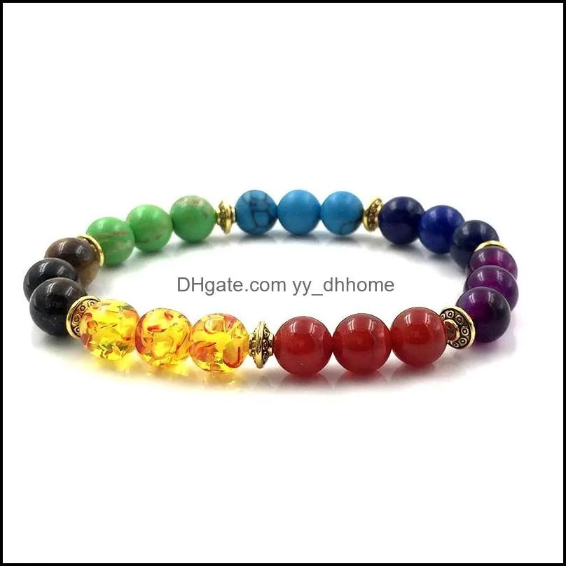 Beaded 7 Chakra Healing Bracelet Colorf 8Mm For Women Men Jewelry Gift Drop Delivery Bracelets Dhqkr