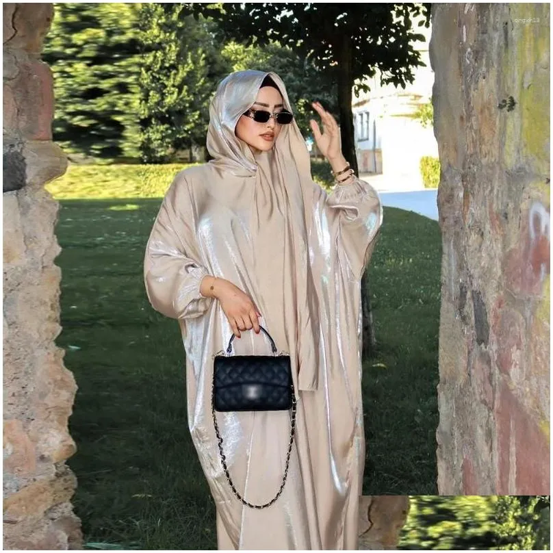 Ethnic Clothing Apricot Turkish Veils Set Marocain Indonesian Women Clothes Muslim Holiday Loose Hijab Outfit Skirt Khimar Over