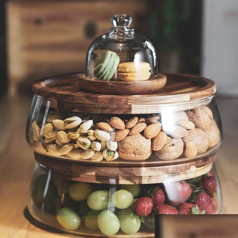 bottles jars creative glass food storage containers with wooden lid kitchen snack fruit candy nut sundries organizer for 230825
