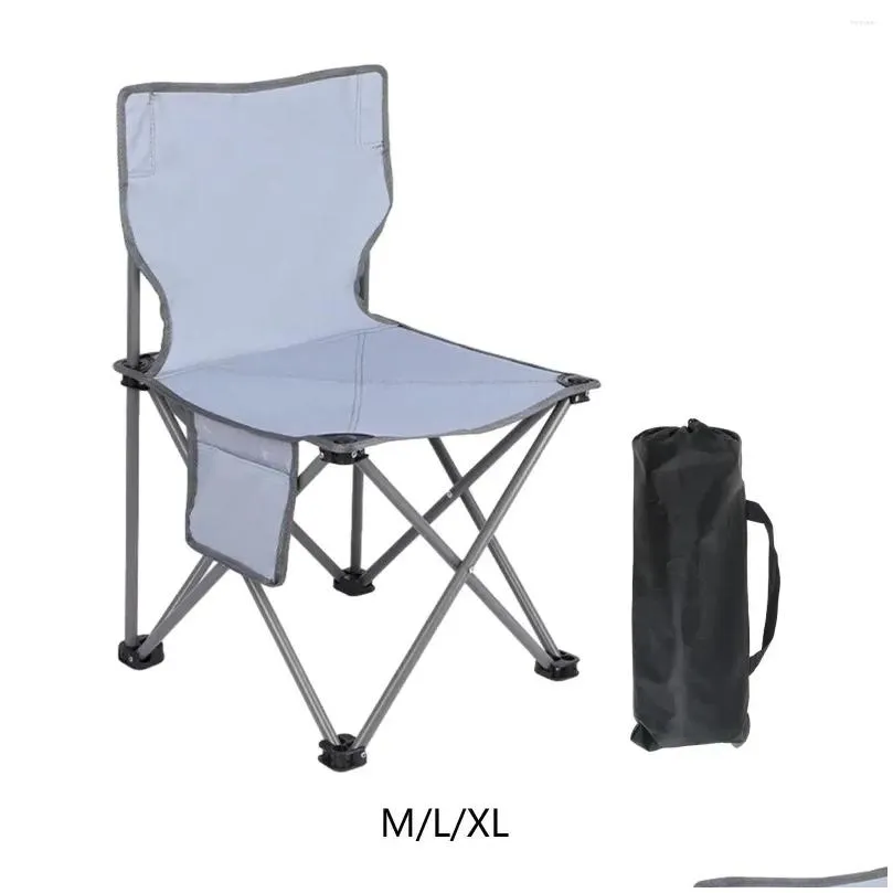 Camp Furniture Portable Camping Chair With Side Pocket Outdoor High Back Folding For Outside Park Beach Picnic Patio Lawn