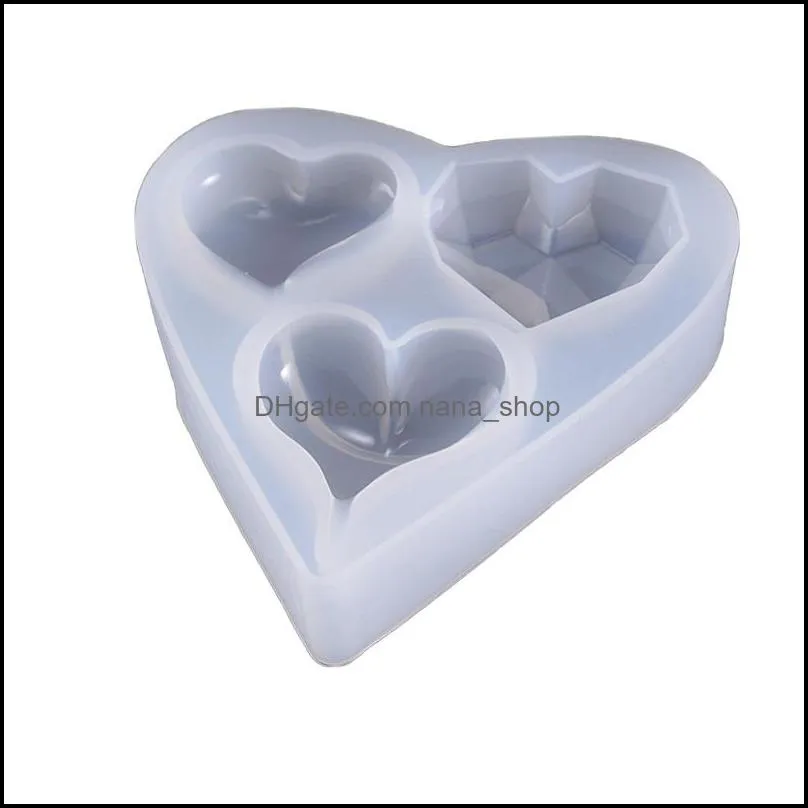 3d heart silicone mold 3 cavity cutting surface heart shape resin silicone mould jewelry making epoxy resin molds