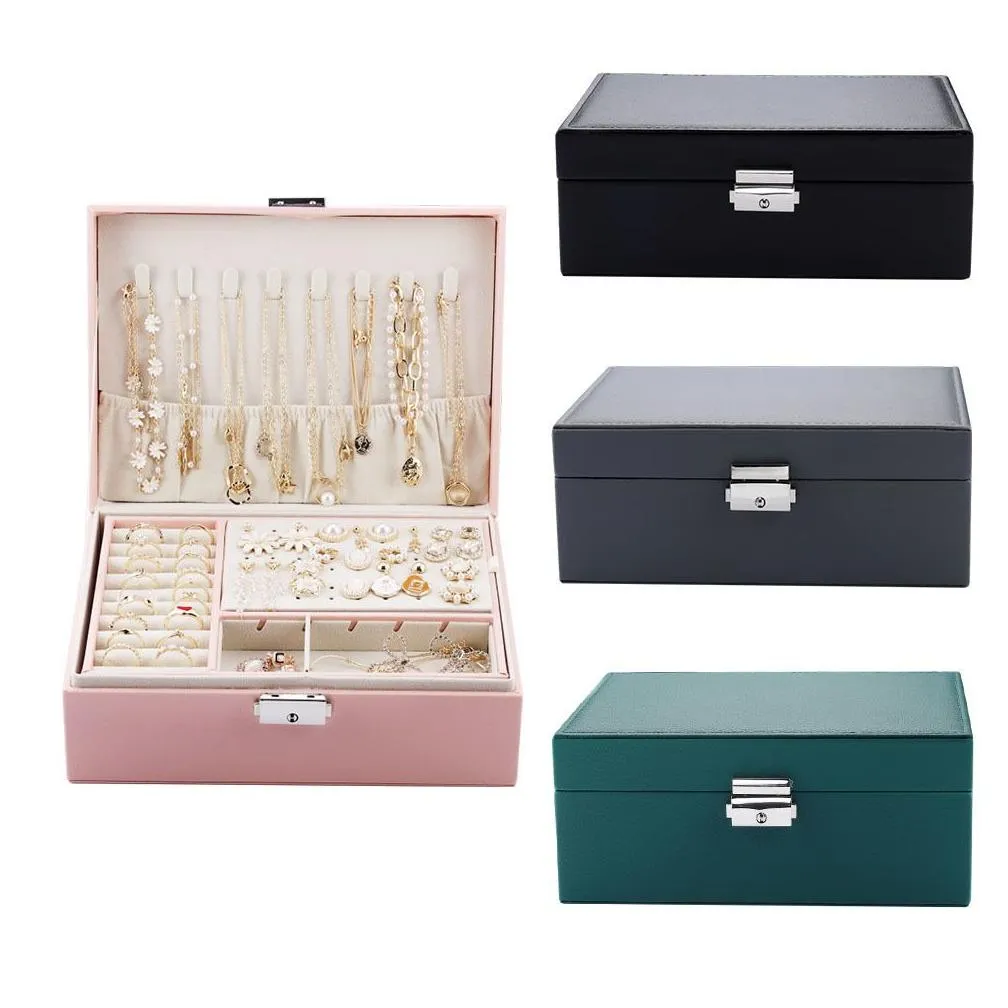 jewelry boxes high capacity double-layer jewelry storage box multifunction jewelry organizer necklace earring bracelet display holder gift box