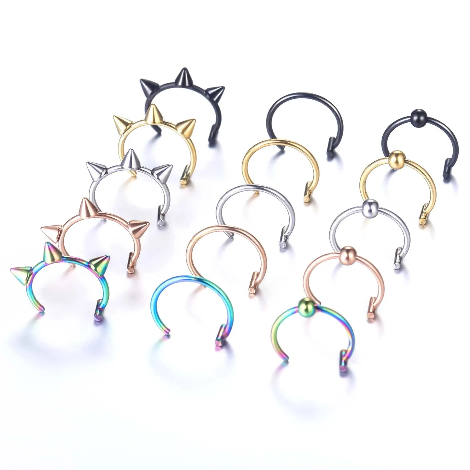 Nose Rings Studs Fashion Stainless Steel Horseshoe Fake Ring C Clip Lip Piercing Stud Hoop For Women Men Barbell Drop Delivery Je J Otbzp