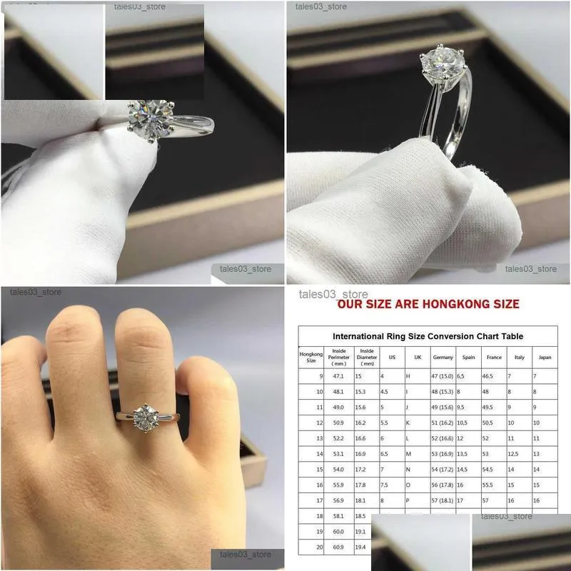 wedding rings % real moissanite engagement rings platinum plating sterling silver 1ct 2ct 3ct diamond wedding rings classic 6 prong ring