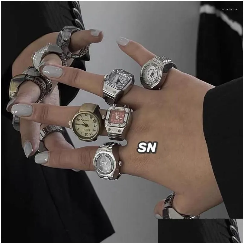Cluster Rings Creative Vintage Stretch Quartz Finger Watch For Men And Women Hip-hop Couple Accessories 2023 Fashion