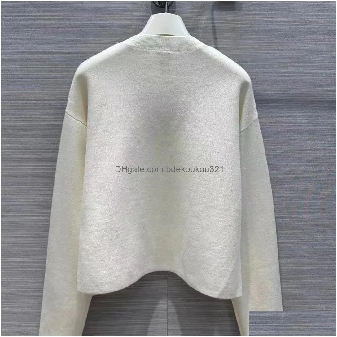 Women`S Sweaters 23Ss New Womens Sweater Autumn Trendy Long-Sleeved Top High-End Slim Plover Coat Designer Women White Thin Knit Drop Dhuom