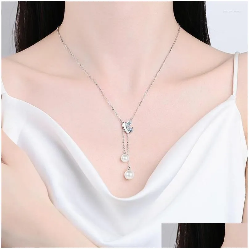 Chains Really Solid Silver Certified 50 Cent Glit Ter Moissanite Pendant Necklace Wedding Jewelry Luxury Anniversary Gift 791