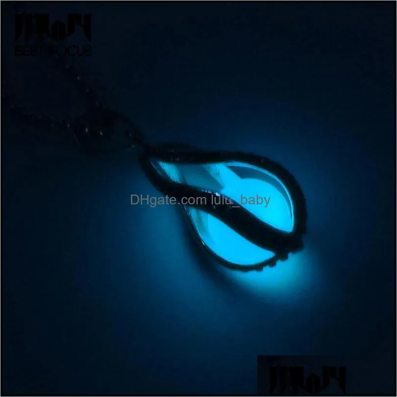 Pendant Necklaces Vintage Fluorescent Luminous Necklace Bronze Chain Glow In Dark Ball Women Jewelry For Halloween Gift Drop Delivery Dhodz