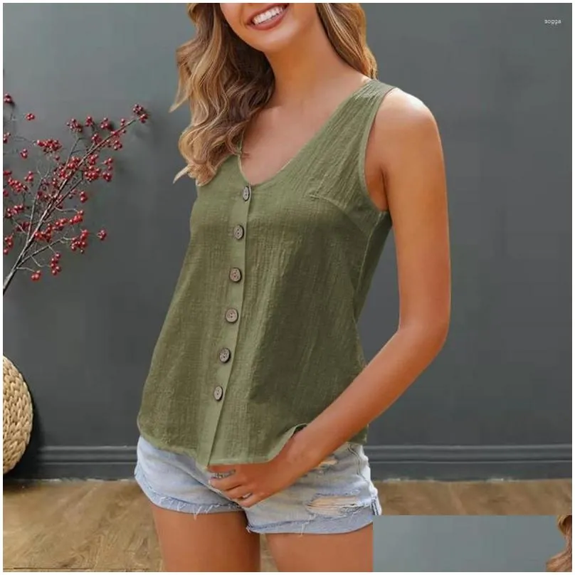 Women`s Blouses Women Shirt Summer-ready V-neck Sleeveless Breathable Sweat-absorbing Female Top For Casual Comfort Tee