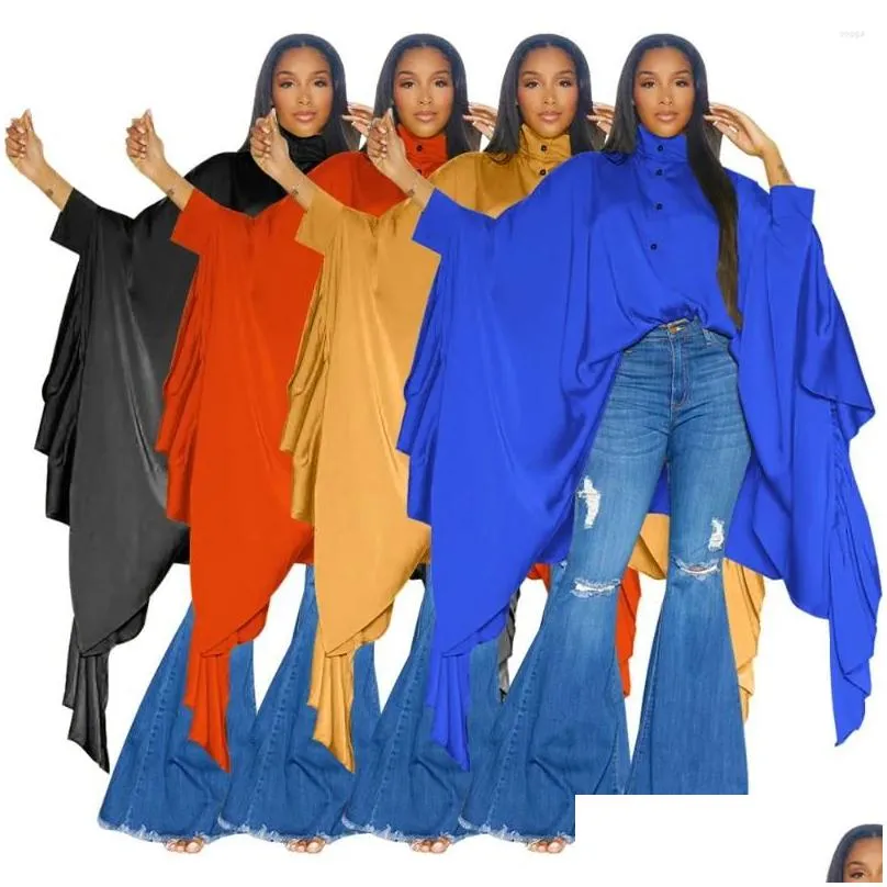 Women`s Blouses Gotoola Women 2024 Autumn Pleated Long Solid Color Shawl Shirt Single Brewed Floor Length