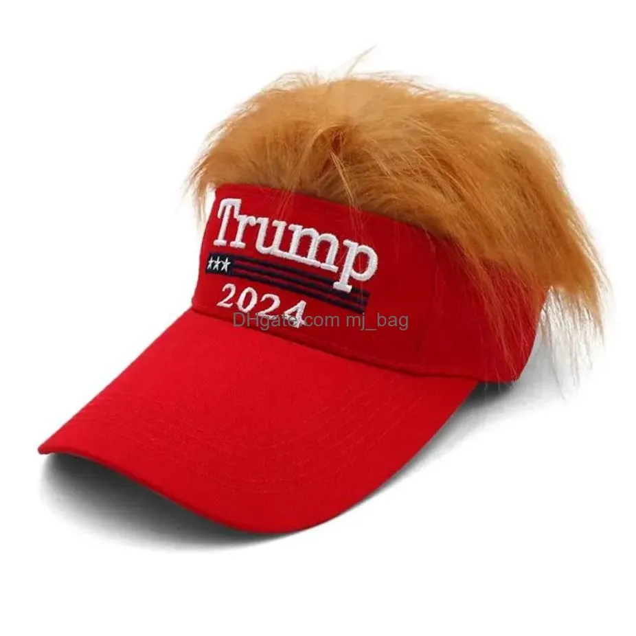 trump 2024 hats with hair baseball caps trump supporter rally parade cotton hats c92