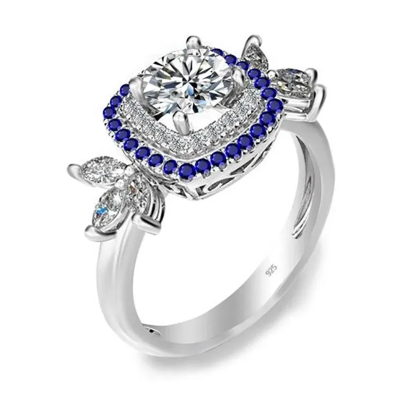 cluster rings genuine 1ct moissanite ring diamond eternity sterling silver wedding with sapphire cz undefined womens jewelery