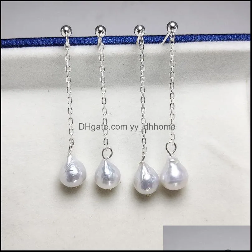 Stud Pearl Earrings S925 Sterling Sier Water Drop Baroque Earring For Women Anniversary Christmas Gift Jewelry Delivery Dhzpm