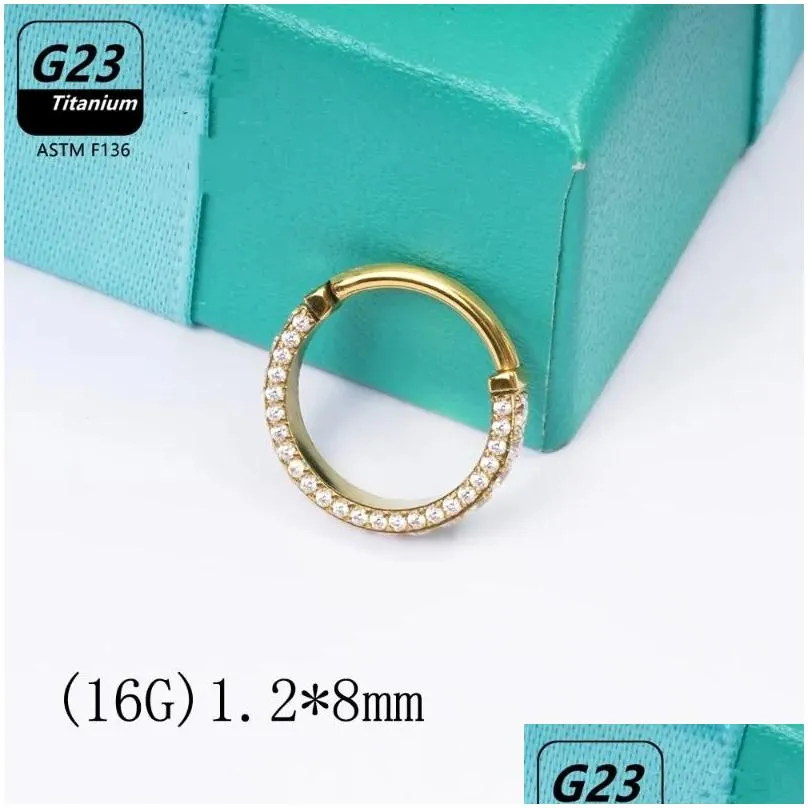 Hoop & Huggie Earrings G23 Titanium Zircon Hinged Segment Cz Stones Clicker Rings Nose Cartilage Tragus Body Piercings Accessories Dr Dhe4B